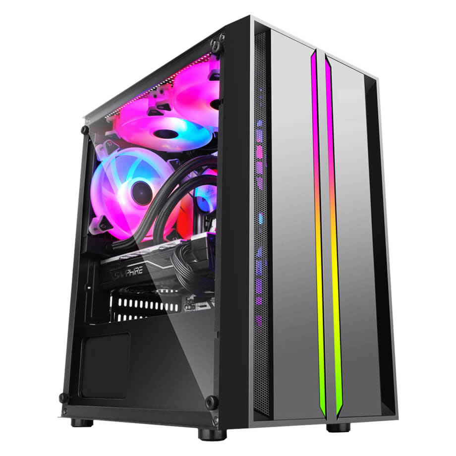 Gabinete Gamer Gamemax Revolt 3606, RGB, Mid Tower, Vidro Temperado, White,  Sem Fonte, Com 3 Fans