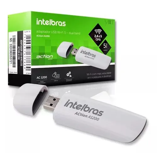 Adaptador Wireless, ACtion A1200, USB, 1200 Mbps, Intelbras - 31225