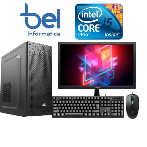 Computador Completo Intel Core i5, 9° Ger 3.8Ghz, 8GB Ddr4, SSD 240GB, Monitor 21.5″, Mouse e Teclado